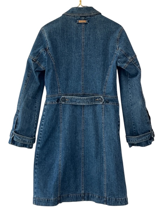 Tommy Hilfiger Y2K Stretch Denim Coat Floral Paisley Lined Long Jacket Size L - Picture 6 of 16